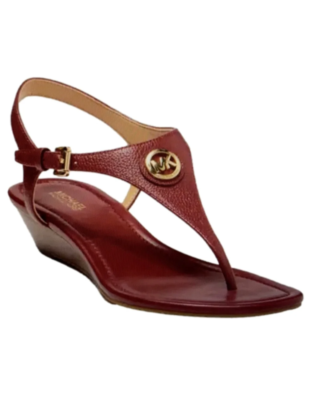 Michael Kors Burnt Red Ramona Leather Mini Wedge Sandals Sandals- Size 9.5